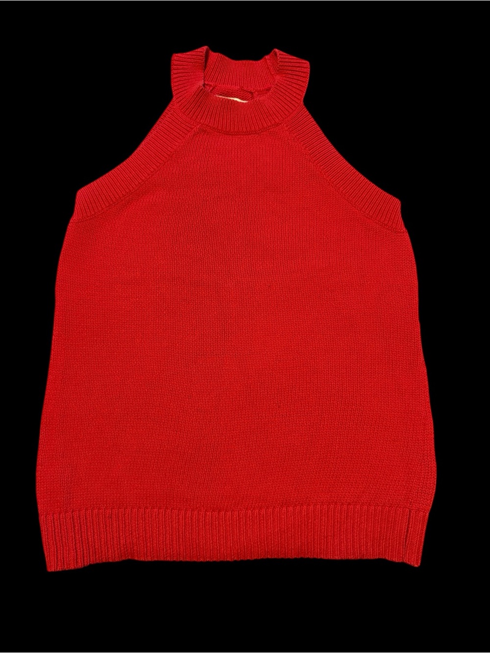 LOFT Red Off-the-Shoulder Knit Halter Sweater